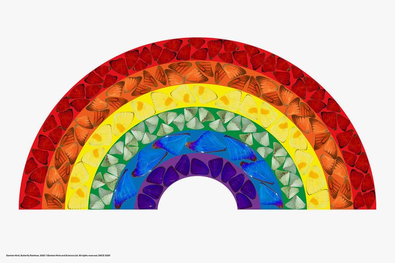 Damien Hirst 'Butterfly Rainbow' NHS Painting COVID-19 Coronavirus Art British Artist Butterfly Wing Motif Donations Limited Edition Charitable Efforts Fundraising