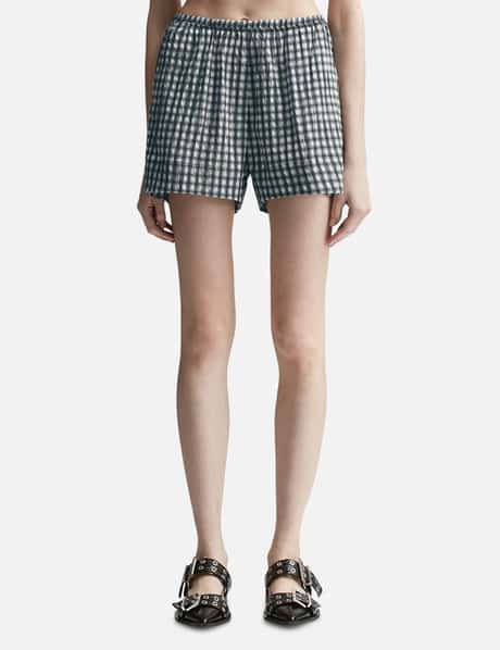 Ganni Seersucker Check Elasticated Shorts