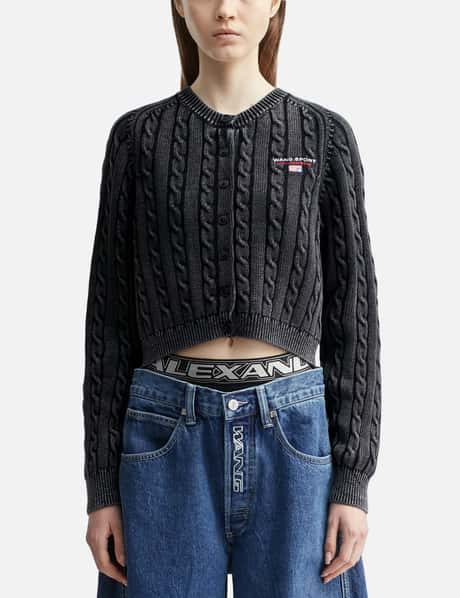 T By Alexander Wang Cable-Knit Cropped Cardigan