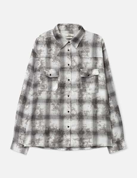 DEINET Vintage Smudged Check Shirt